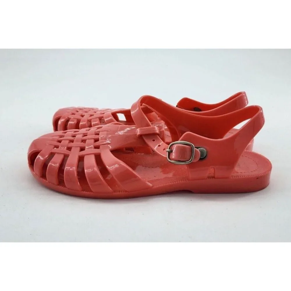 Kali Girls Flat‎ Heel Woven Top Jelly Sandals Fisherman Y2K Style Peach Size 13
